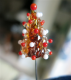 Juletræ 7 - Krystal med ravfarvet kerne og rødt/hvidt